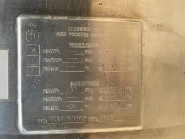 A&B 350 Gal A&B Process Mix Kettle, 316L S/S, 130# - 316L