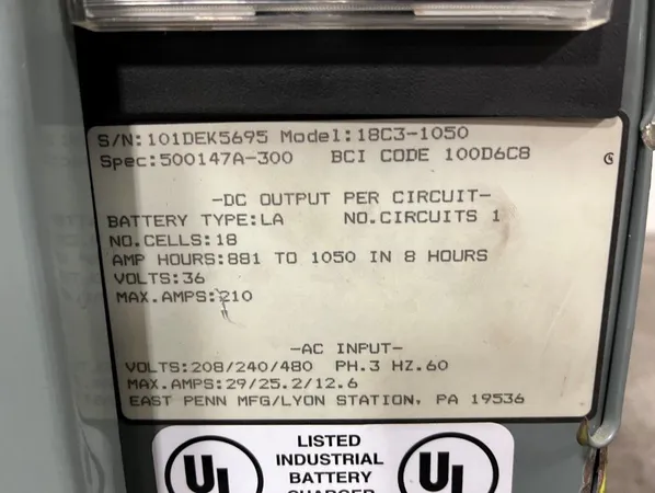 DEKA Automatic Battery Charger, Model 18C3-1050