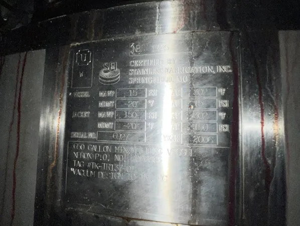 650 Gal SFI Twin Motion Kettle, 304 S/S, 15/150#