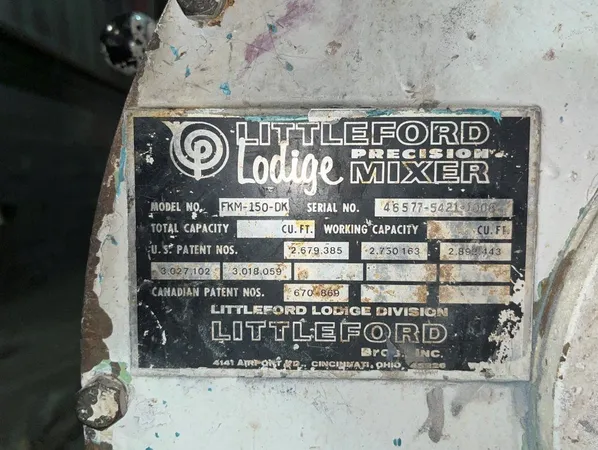 5.3 Cu Ft Littleford Mixer, Model FKM150DK, S.S, JKT