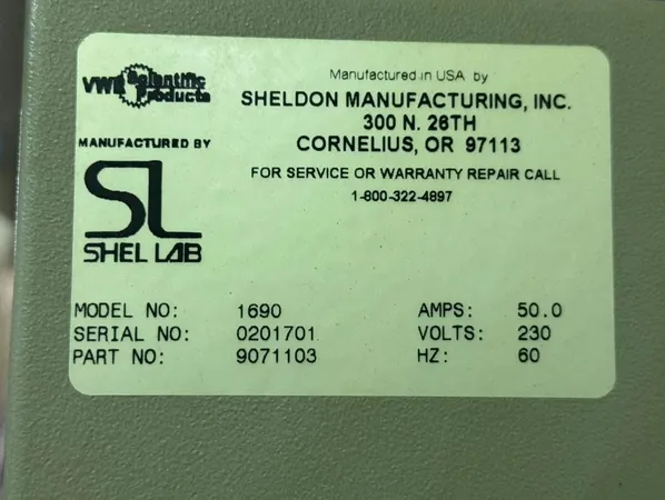 SHELDON MFG INCUBATOR