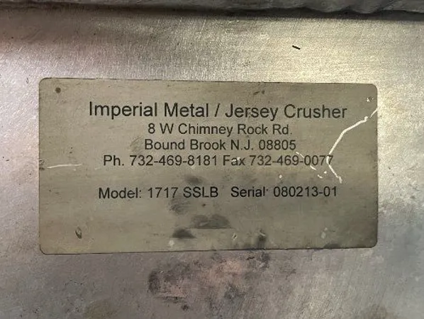 JERSEY CRUSHER 15 HP DUAL SHAFT DELUMPER - 1717SSLB
