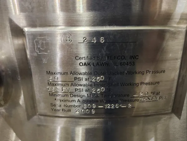 50 Gal Befco Reactor, S/S, 50/75#