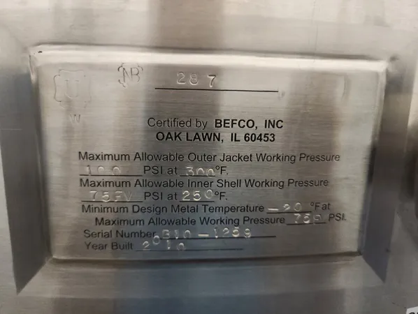 250 Gal Befco Reactor, S/S, 100/75#